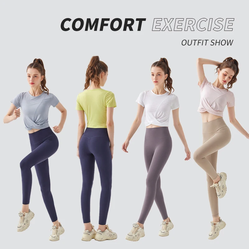 

Sports Women Seamless Yoga T-Shirt Sports Gym Cropped Tops Gym Training Shirt Short Sleeve Yoga Running Tracksuit 2024