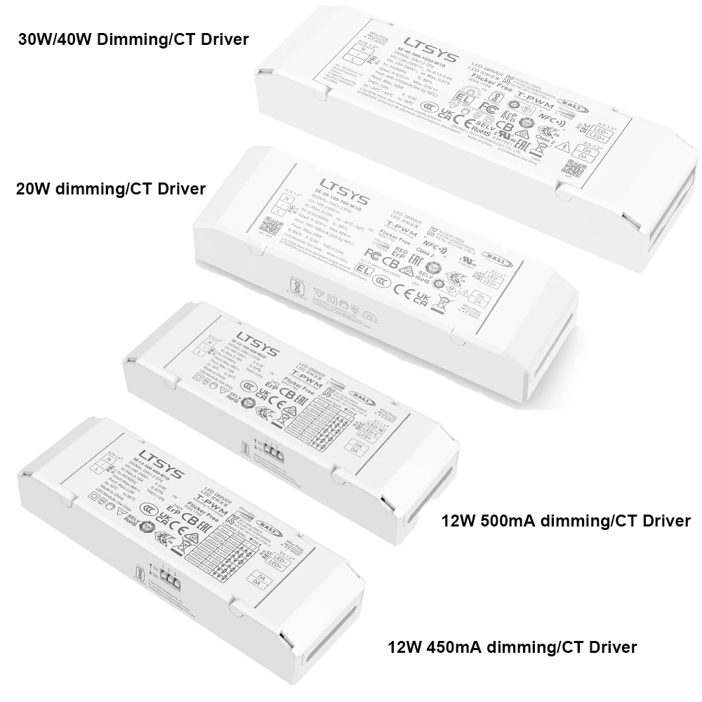 Драйвер для светодиодов DALI с регулировкой яркости LTSYS, AC100-240V, DALI-2, постоянный ток, NFC, регулируемая цветовая температура, трансформатор питания для ламп с изменяемой белой подсветкой