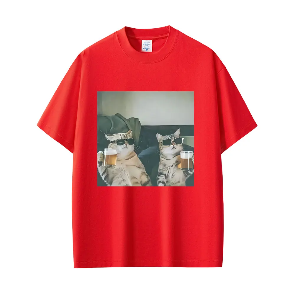 Cool chat boire de la bière drôle Meme T-shirt femmes décontracté Vintage à manches courtes T-shirt femmes mode col rond T-shirts