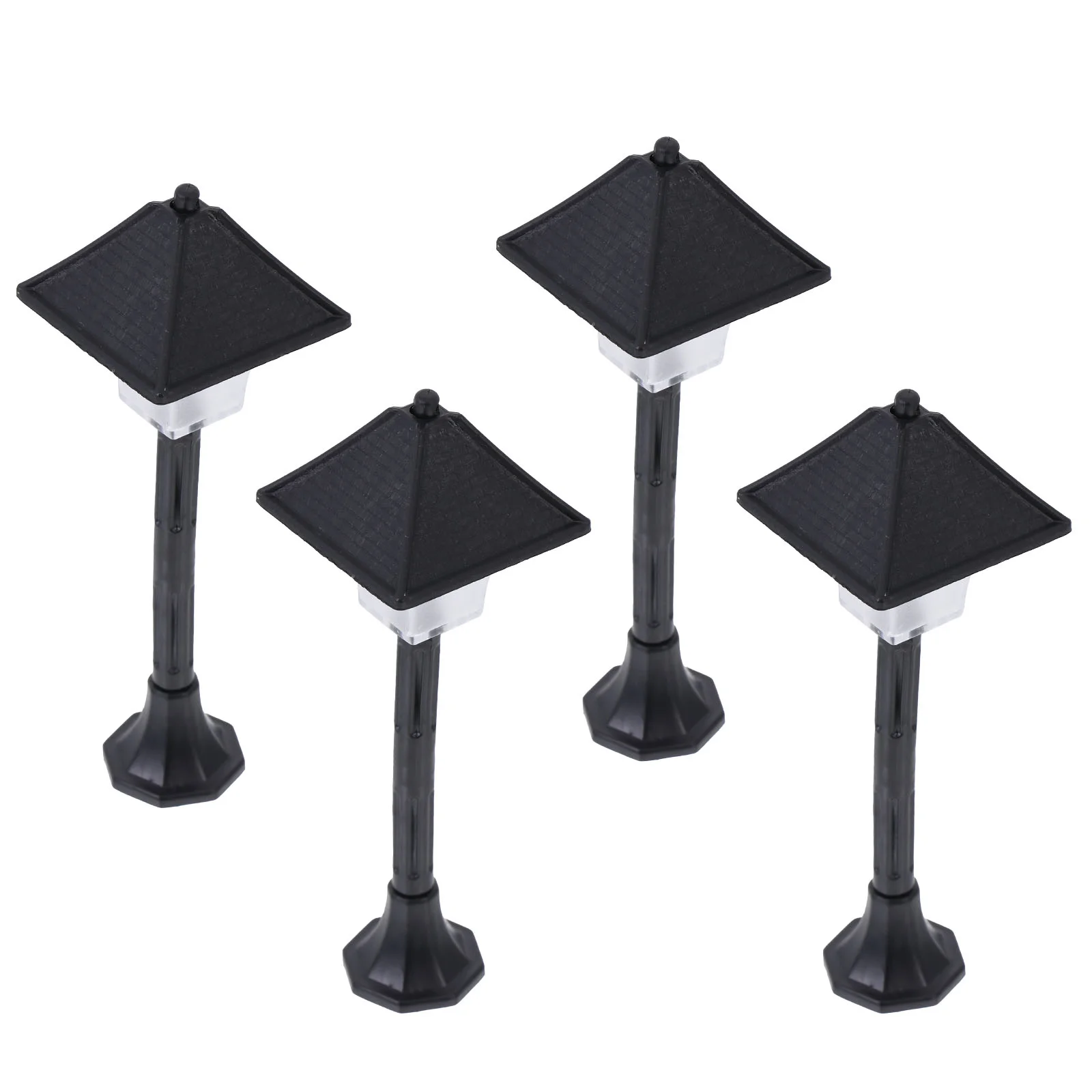 4 Pcs Plastic Street Lamp Model Trees Lighting Sconce Mini Decor Scene Simulation