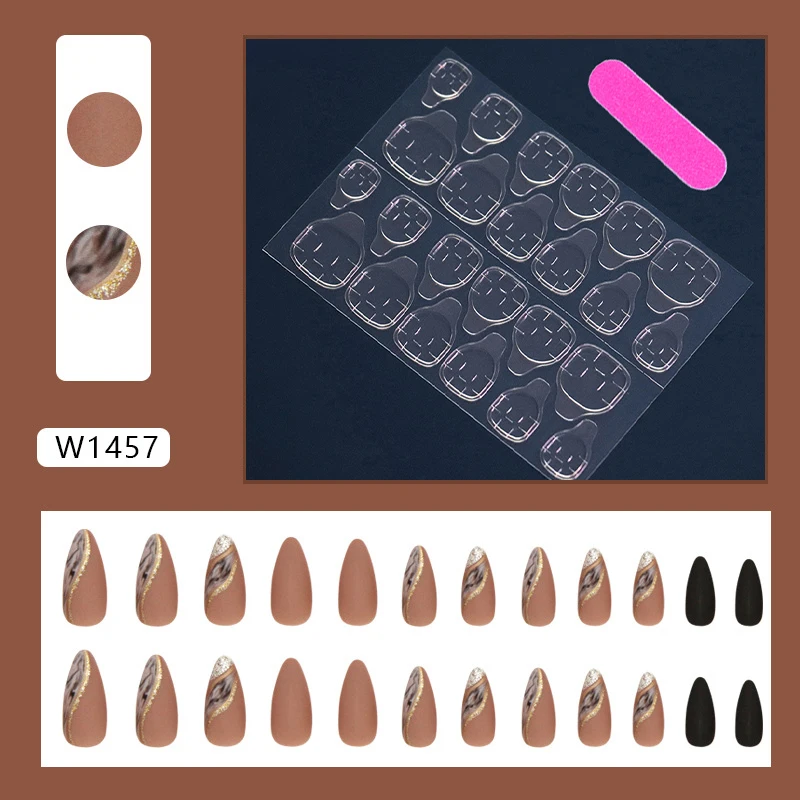 24pcs Oval Nails +1 Nail File +1 Piece of Jelly Glue 24pcs Oval Nails +1 Nail File +1 Piece of Jelly Glue