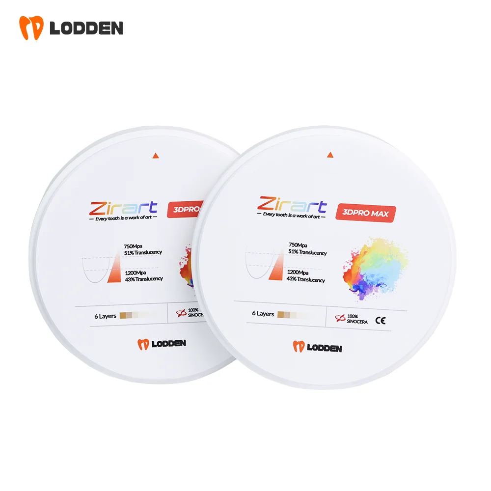 Lodden Dental Material Zirconia Multilayer Block 98*16mm 3D PRO MAX Multilayer Zirconia Disc Cad Cam Open System Dental Lab use