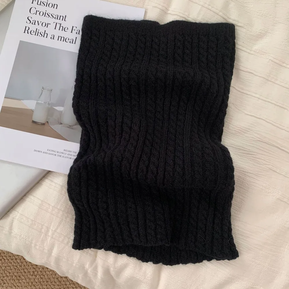 

Сплошной цвет, водолазка с искусственным воротником, корейский стиль, ветрозащитный вязаный шарф, шейный платок, пуловер, шерстяной нагрудник, осень-зима