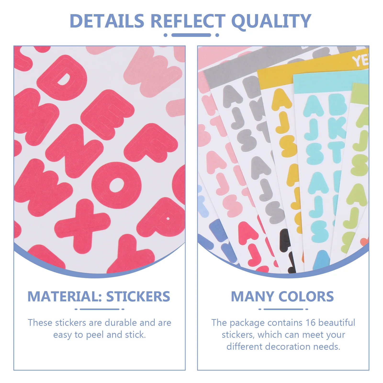

16 Sheets Colorful Letter Stickers Self Adhesive Alphabet Decals for Scrapbooking DIY Crafts Self Adhesive Sticker