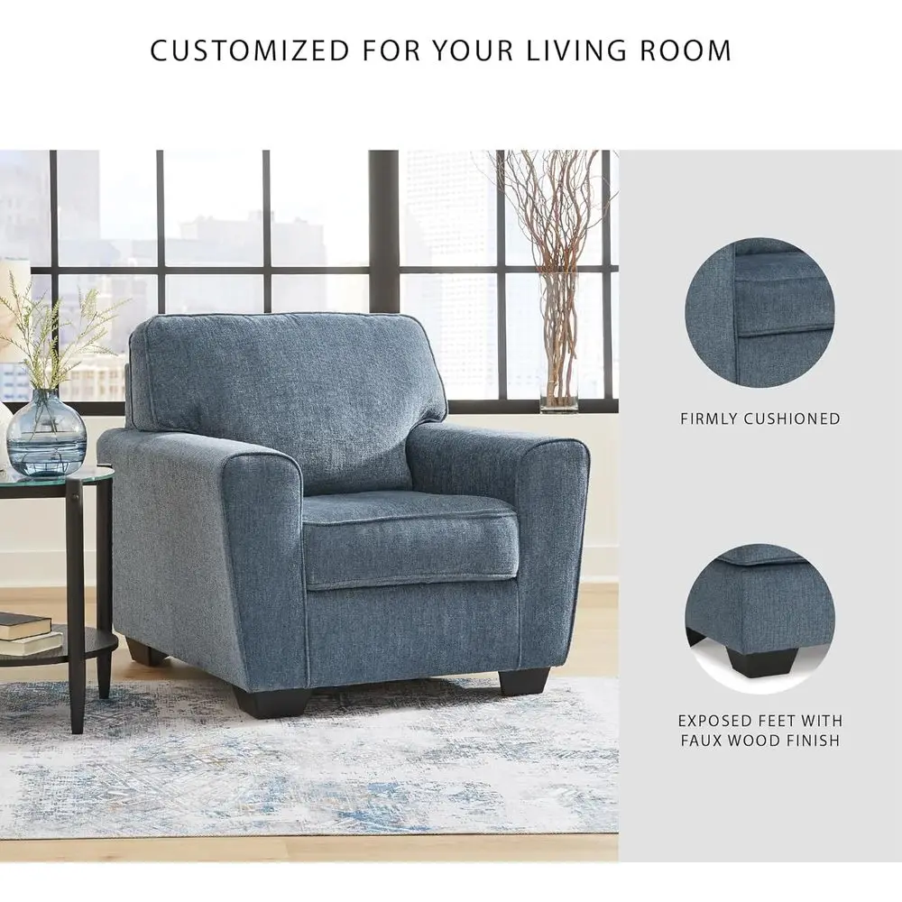 Cadeira estofada moderna Cashton, azul