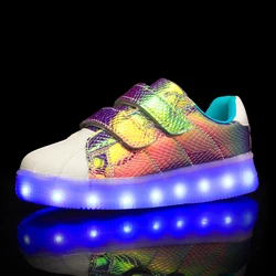 UncleJerry LED Sneakers for Child and Adult Fashion Light Up Glowing Shoes  USB rechargable Luminous Shoes for boys girls