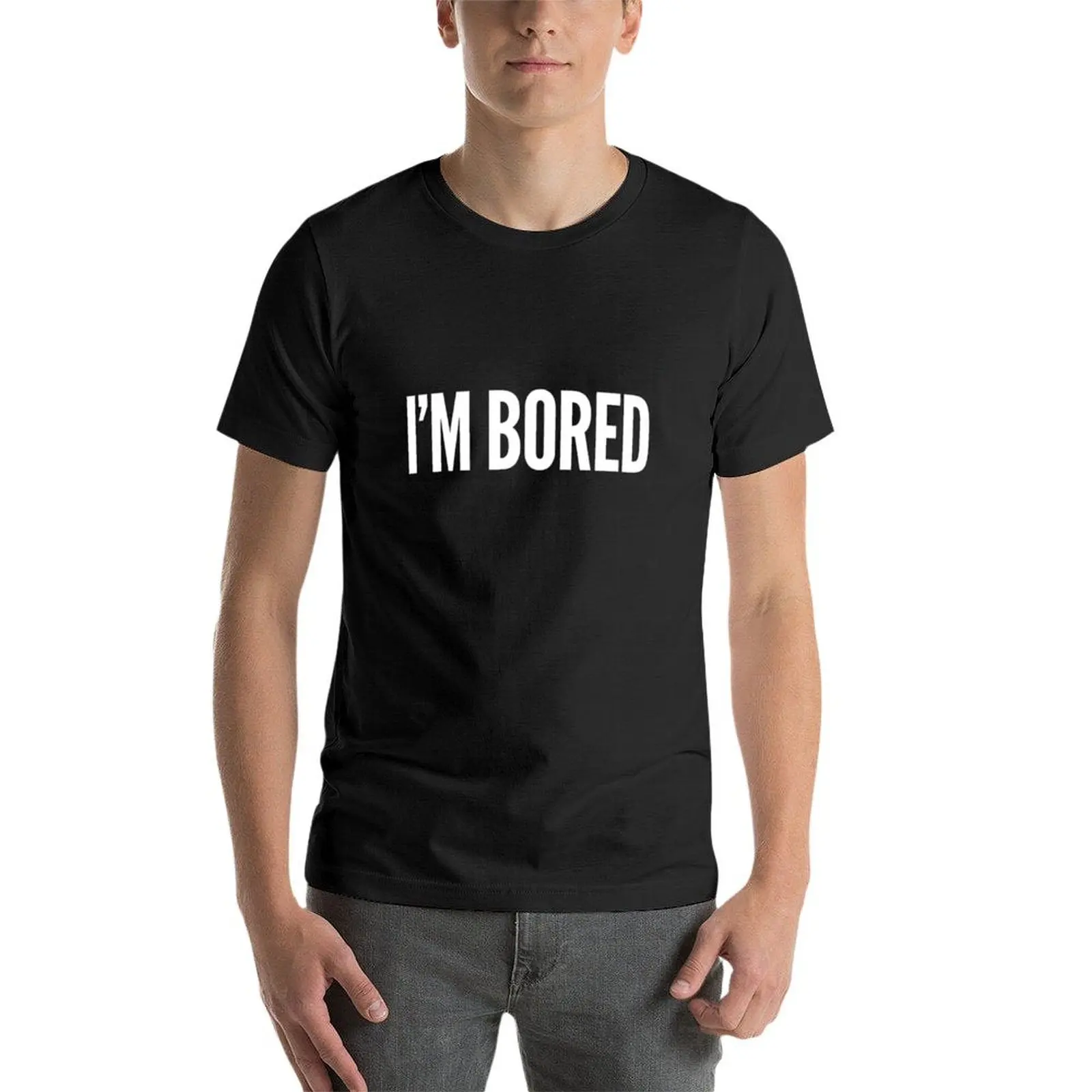 I'M BORED FUNNY T-shirt para homens, roupas vintage extragrandes, costumes, camisetas brancas