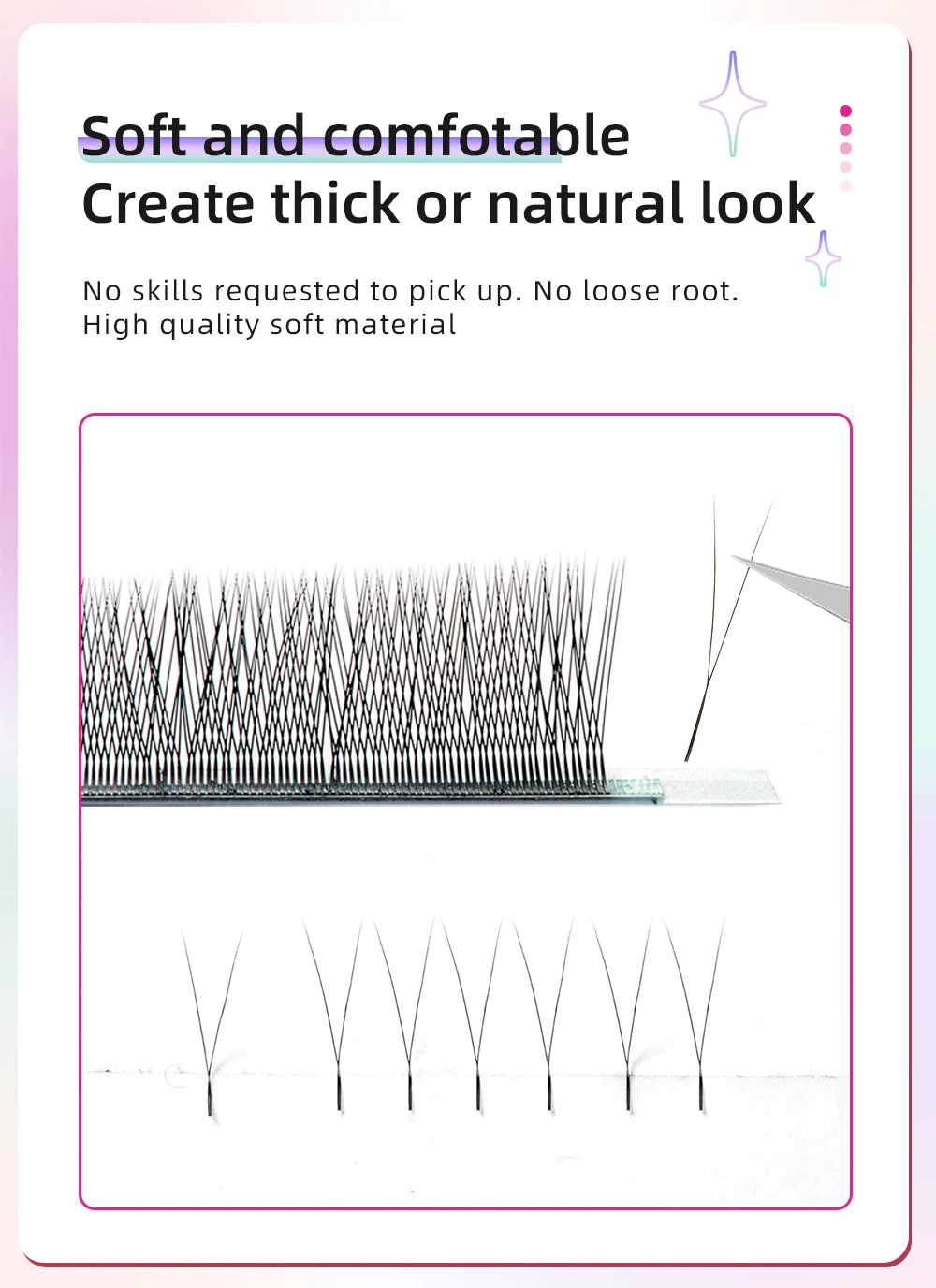 Yelix 2D Y-förmige Wimpernverlängerung L M Wimpern handgewebt Premium natürliche Single Tip Wimpern liefert Make-up Mesh Net Cross Lash – Detail 3