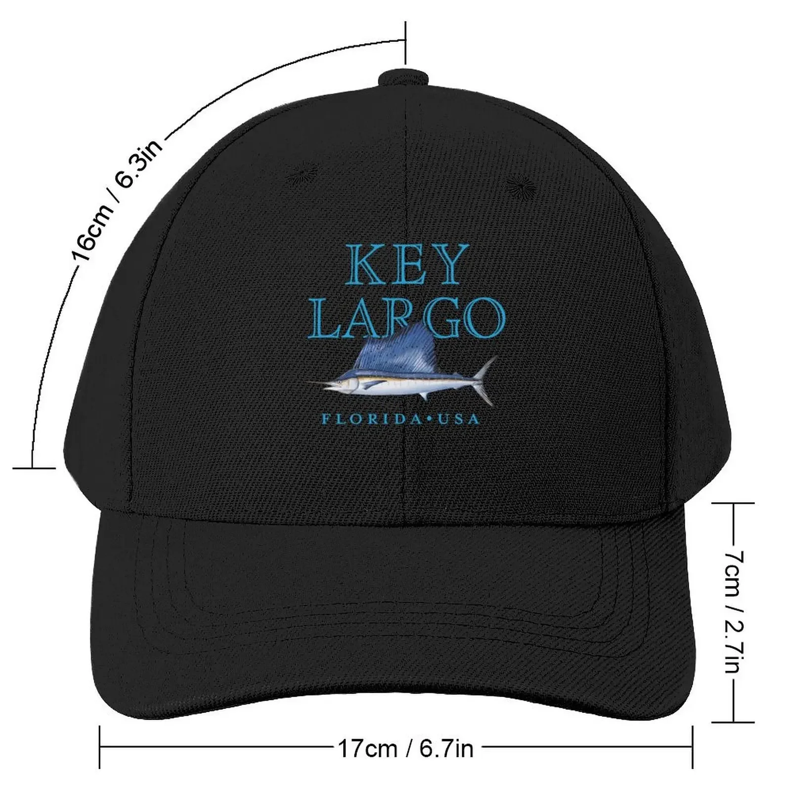 Key Largo Florida Sailfish Design Baseball Cap Brand Man cap Uv Protection Solar Hat Beach custom Hat Men Caps Women's