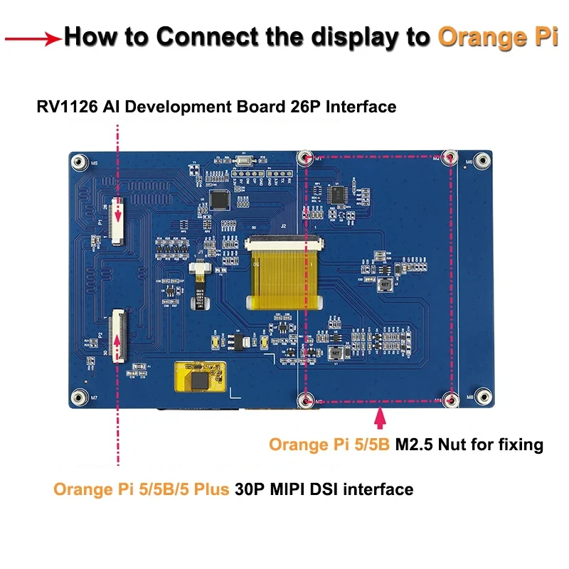 Picture 4: IPS 1024X600 MIPI TFT Display Panel 7.0 inch Capacitive Screen LCD Module Orange Pi 5/5B/5Plus/Orange Pi5