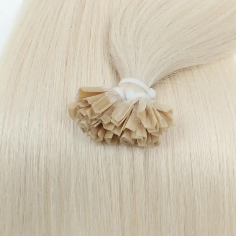 White Blonde #1001 K Tip Hair Extensions Real Human Hair V Tip Keratin Hair Hot Fushion Machie Remy Hair Extensions 12-24 inch