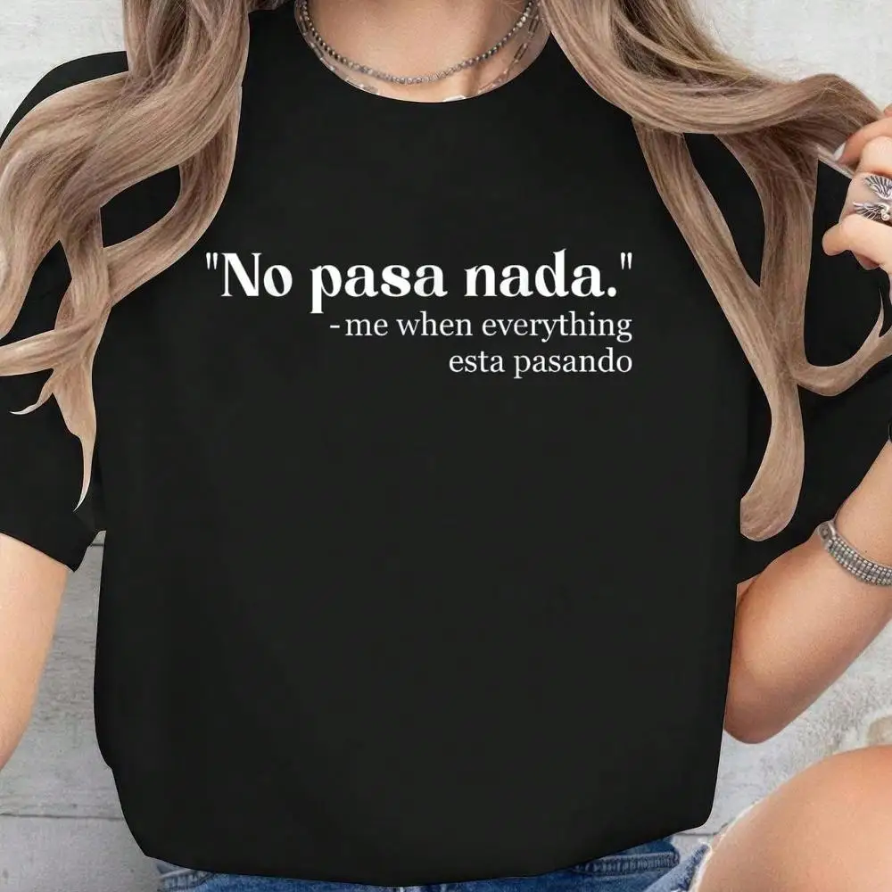Spanglish - Mexican Spanish Teacher Bilingual Spanglish Cotton Printed T-Shirt For Summer, Soft Women s Short Sleeve Top, Fashionable And Comfort