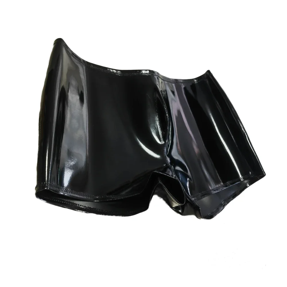 

Fashion Cloth Latex Men's Boxer PVC Shiny Double Side Use Shorts U Bulge Pouch Man Nightclub Stage Shorts PU Underpants Male