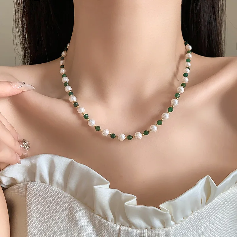 

Sweet Luxury Multicolor Pearl Necklace For Women Elegant Beautiful Girls Party Collarbone Chain Jewelry