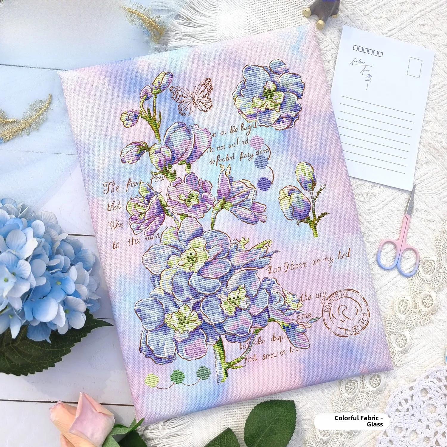 

Cool Breeze DMC Cross Stitch Living Room New Hanging Painting Original Design B963 Watercolor Floral Guide Large Flying Grass