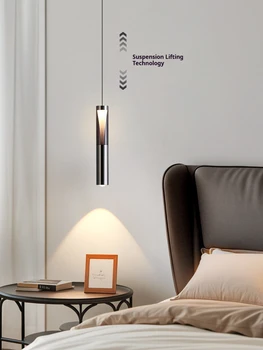 Minimalistyczna włoska lampa wisząca LED na szafkę nocną, dekoracja domu, salon, sypialnia, długa lampa wisząca nad bar, oświetlenie do jadalni.
