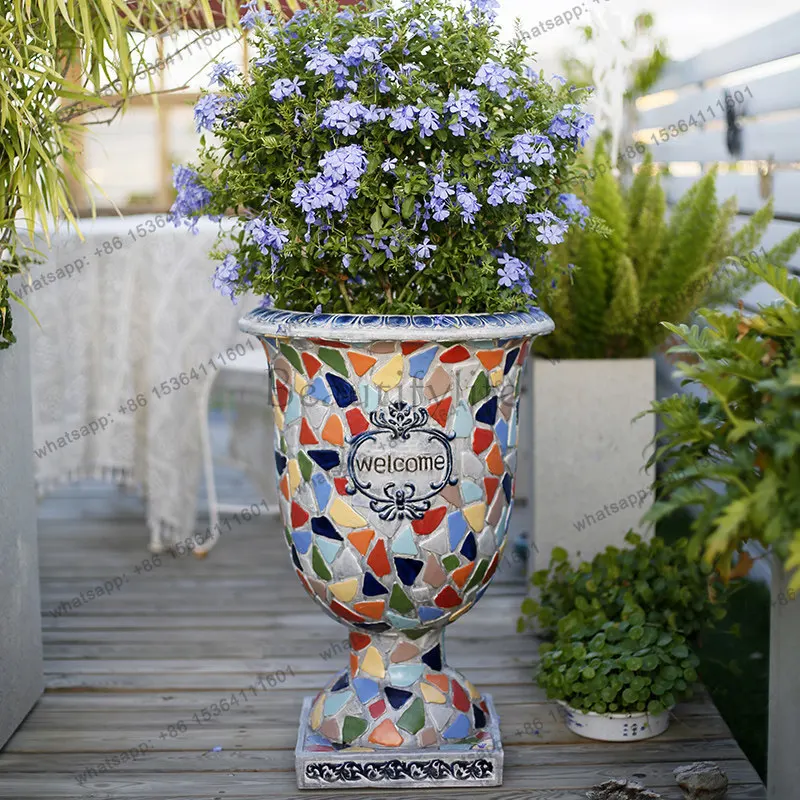 Garden balcony arrangement decorative flower pot Roman new European goblet imitation ceramic creativity