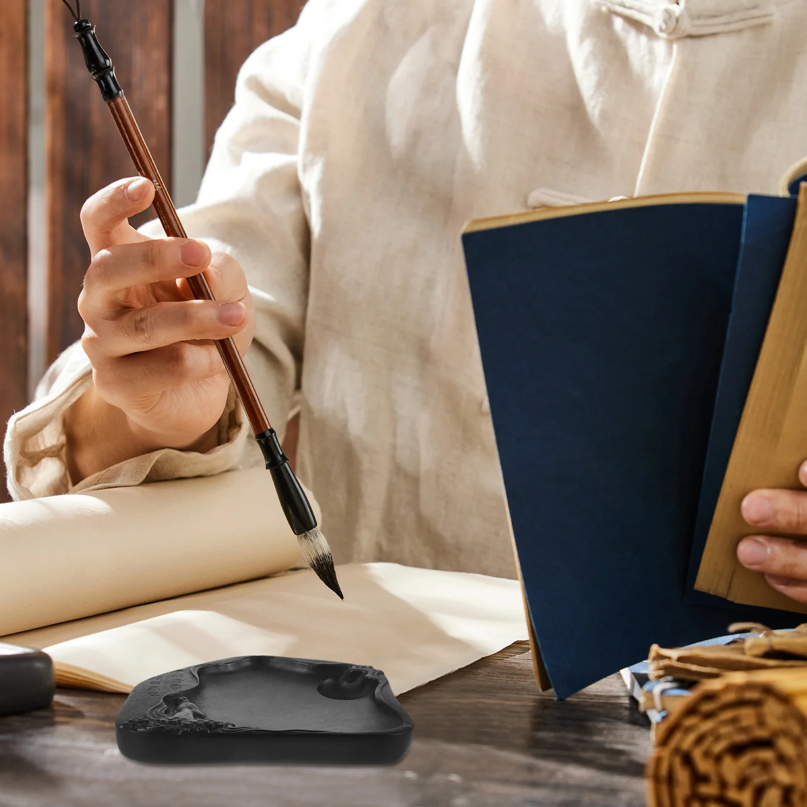 الخط Inkslab الصينية إنكستون لكتابة اللوحة سطح المكتب أداة تجليخ لوحة حجرية متينة خفيفة الوزن محمولة #6