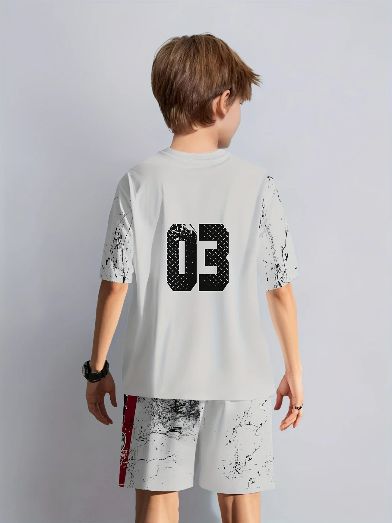 Été nouveau motif imprimé 3D haut à manches courtes Shorts deux pièces ensemble pour filles et garçons enfants hauts ensemble à manches courtes