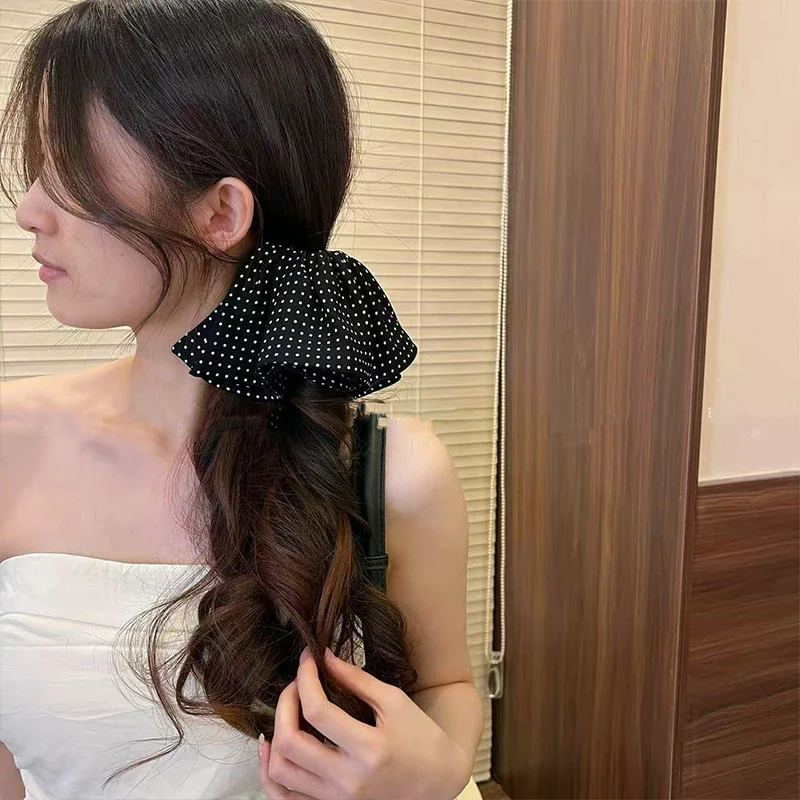

Заколка с бантом в горошек, модные заколки для хвоста на затылке, аксессуары для волос