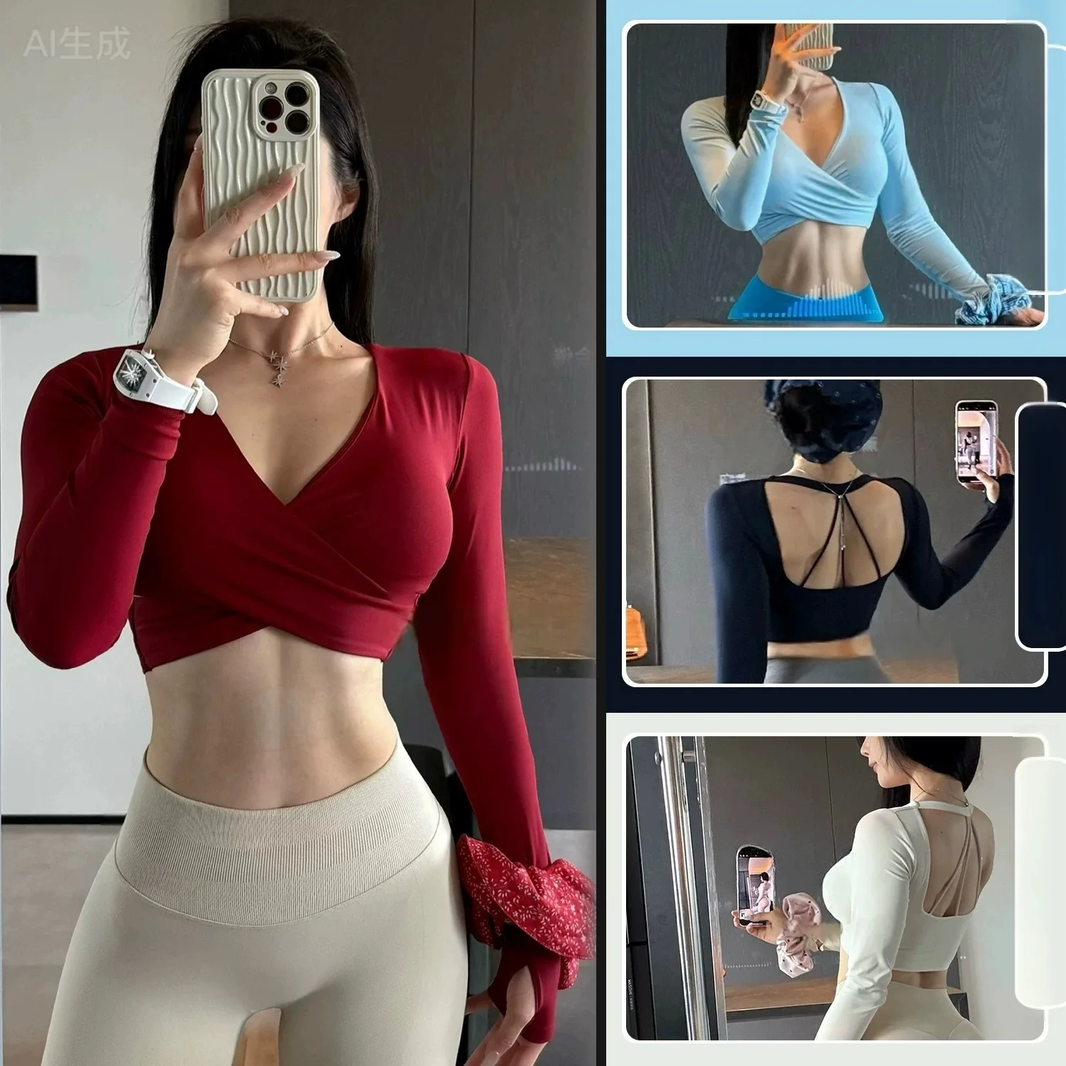 بأكمام طويلة اليوغا الرياضة اللياقة البدنية سليم المناسب قصيرة طويلة الأكمام بيلاتيس ملابس التدريب ملابس لليوجا مع منصات الصدر قميص علوي