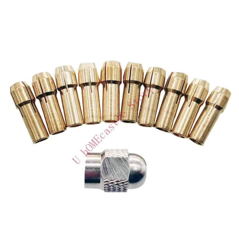 63HF 11pcs Aksesori Alat Rotary Collet Collet Kuning Tahan Kilau Untuk Alat Rotary Termasuk 10 Ukuran 11 Piep