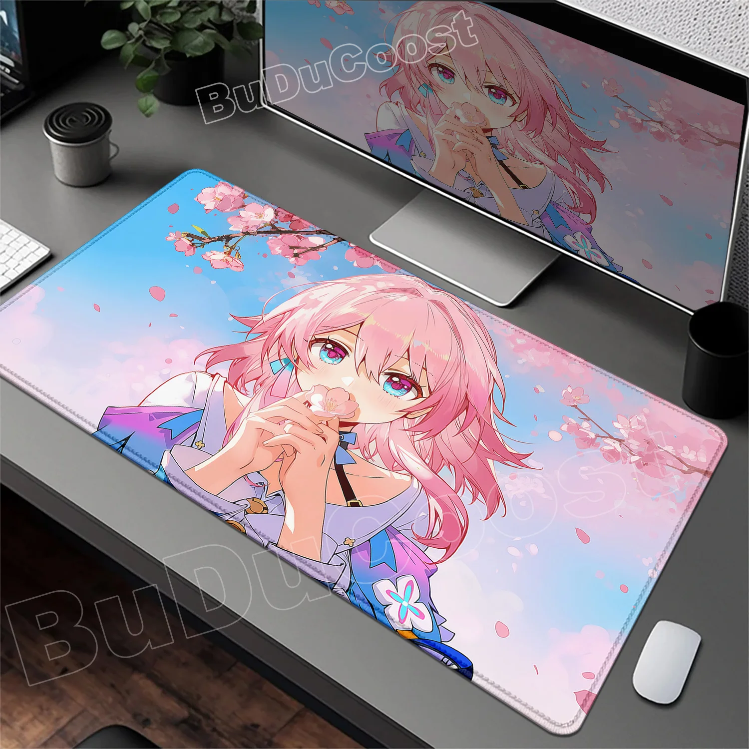 

Mouse Pad Laptop Gaming Accessories Desk Mat Anime Kawaii March 7th Mousepad PC Honkai Star Rail Pink Keyboard Pad Big Mouse Mat