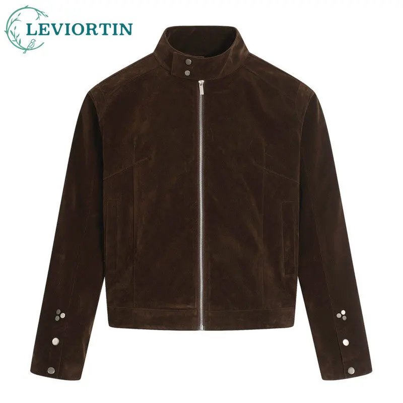 Spring and Autumn Men's Trendy Simple Loose Casual Short Style Solid Color Fashion Street Trendy Stand Collar Pilot Jacket Coat