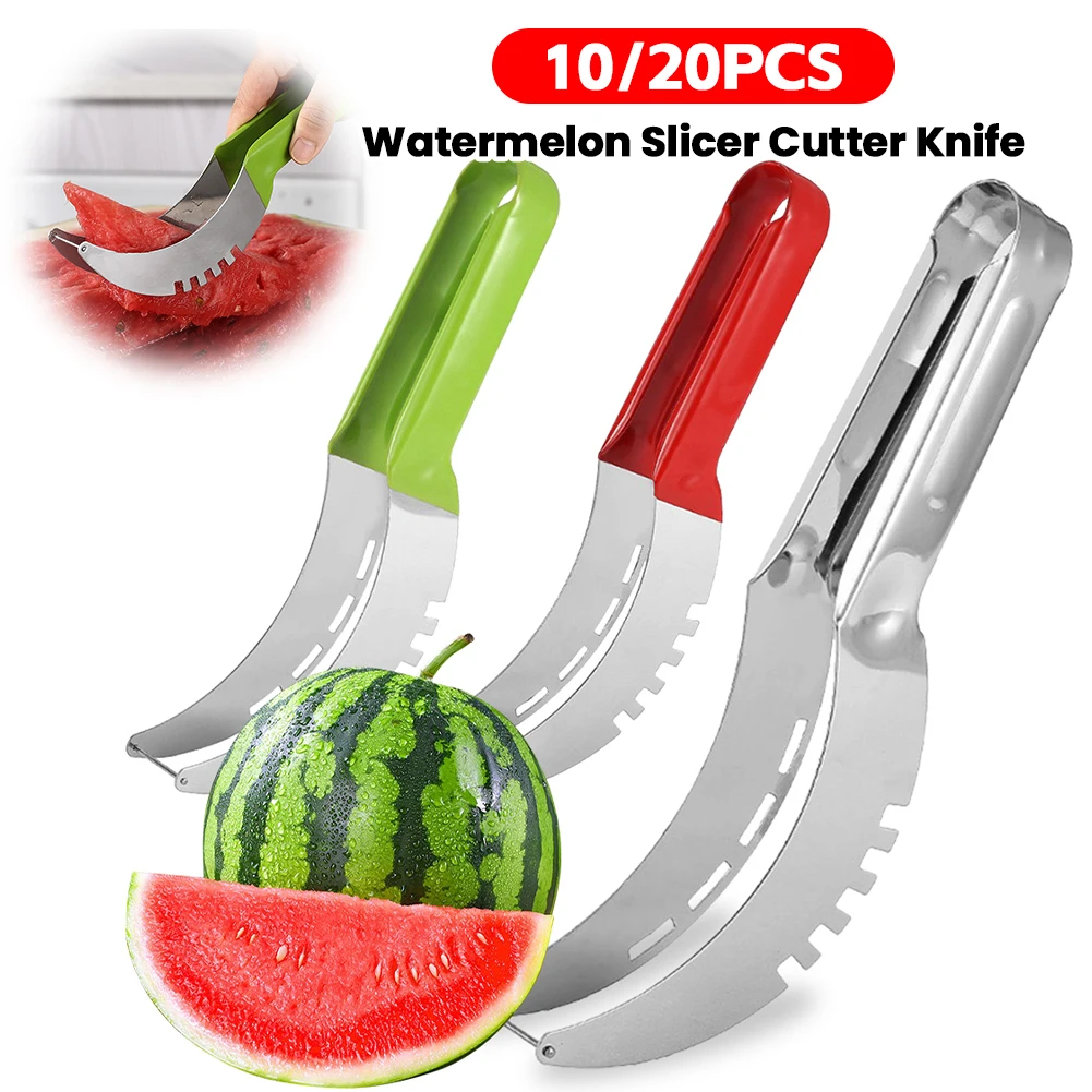 

Stainless Steel Safe Efficient Watermelon Slicer Server with Non-Slip Handle Kitchen Fruit Slicer Cutter Tool Fruit Corer Cutter