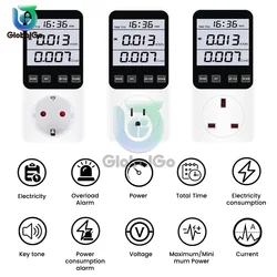 EU Plug AC Power Meter Socket 220V Digital Voltmeter Wattmeter Consumption Watt Energy Meter Electricity Cost Analyzer Monitor