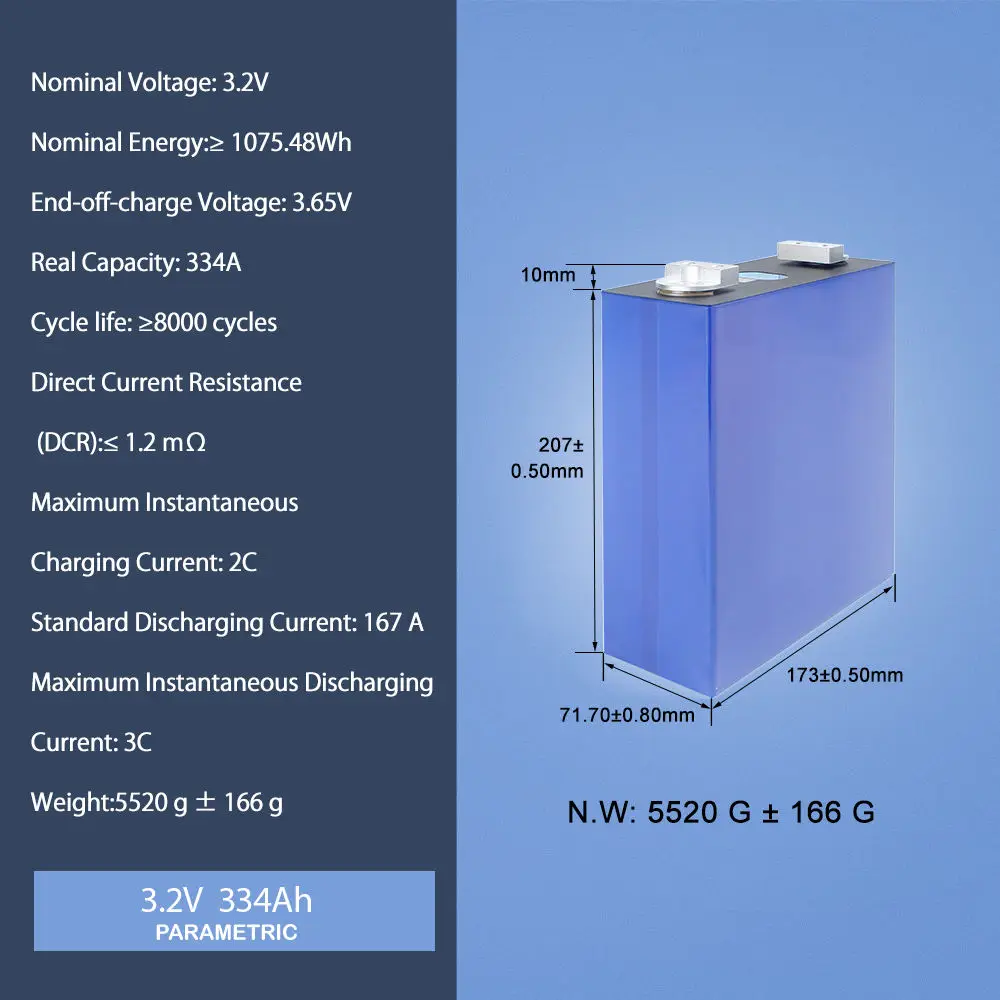 EU Pre-Order EVE 3.2V 334Ah LiFePO4 Cell LF334 EVE Super Dual Hole Studs Grade A Prismatic New Studs Cells DDP Shipping LF334 - view 4