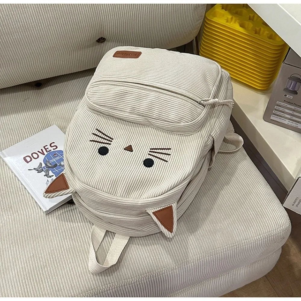 Ergonomic Strap Cartoon Cat Backpack Cartoon Cat Padded Shoulder Strap Student Schoolbag Large Capacity Lightweight