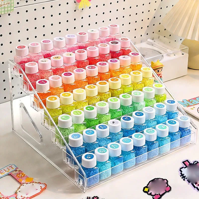Transparent Multi-tier Storage Rack with Handle, Detachable Desktop Organizer for Fidget Beads, Nail Art, Paints & DIY Supplies