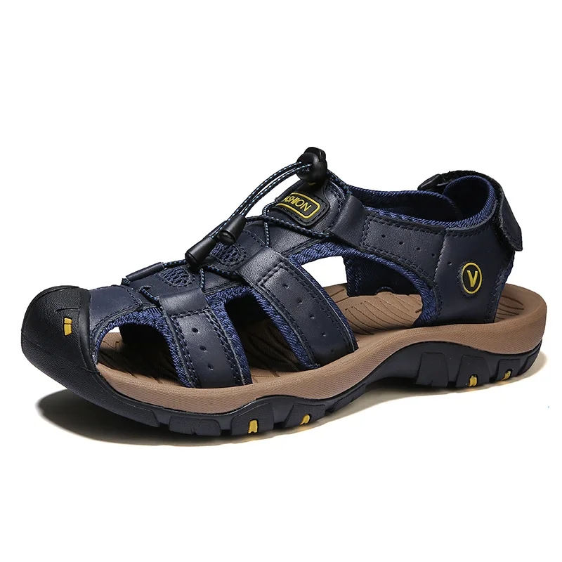 Genuine Leather Classic Men Sandals Summer shoes Men Slippers Comfortable beach Sandals Big Size Outdoor Men Roman Sandals