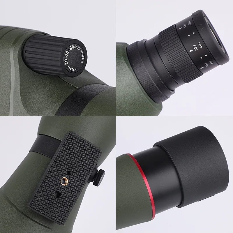 보스던 20-60x80 스포팅 스코프 줌 망원경 다중 코팅 조류 관찰 달 관측 사냥 경기용