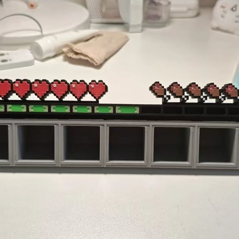 Pixel Style Game-Themed Storage Box with Hearts and Icons Design, 30cm Creative Desktop Organizer for Gamers and Kids Gift