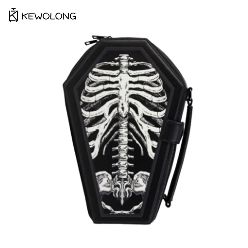 PU Gothic Casket Style Backpack Convertible Crossbody Bag with Adjustable Straps for Travel Goth Subculture Backpack