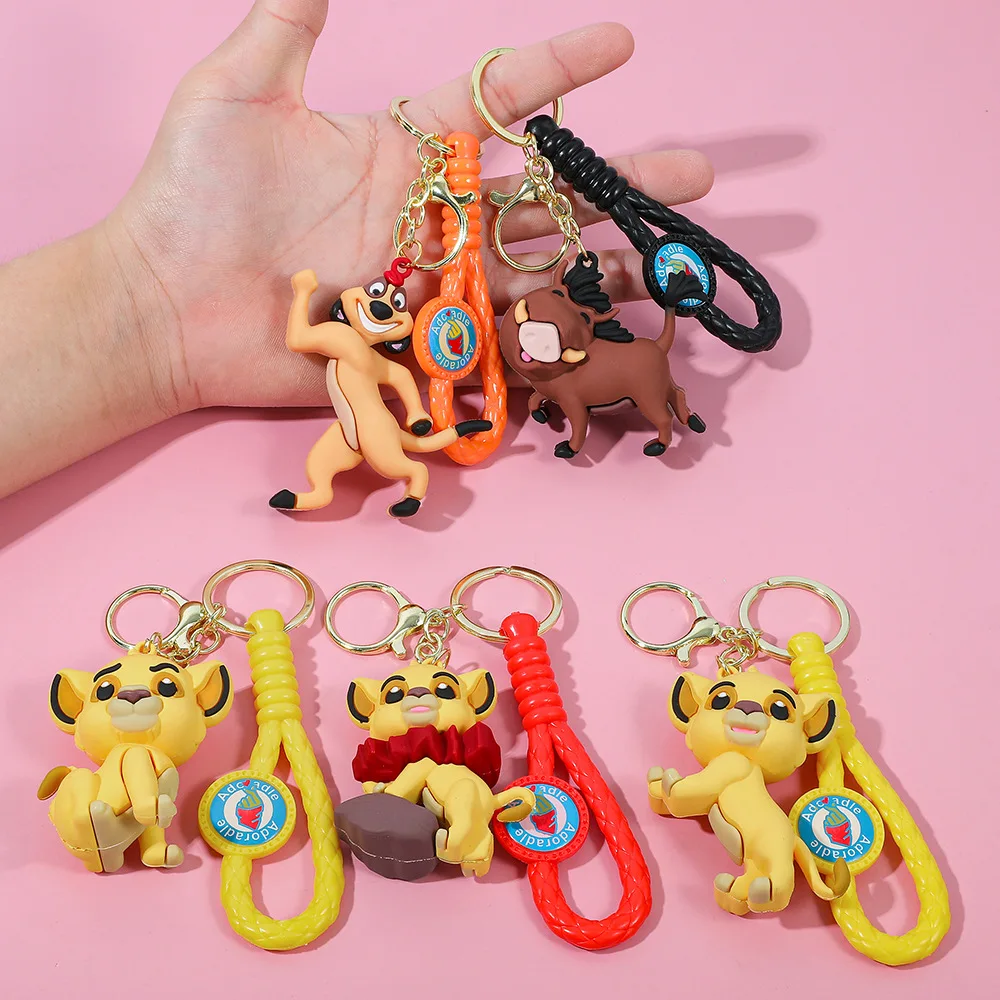 Llavero estilo MINISO de Disney, llavero de dibujos animados del Rey León Simba, anillo para llaves de coche, figuras de acción, juguetes, llaveros, bolsos, colgante, decoración, regalos