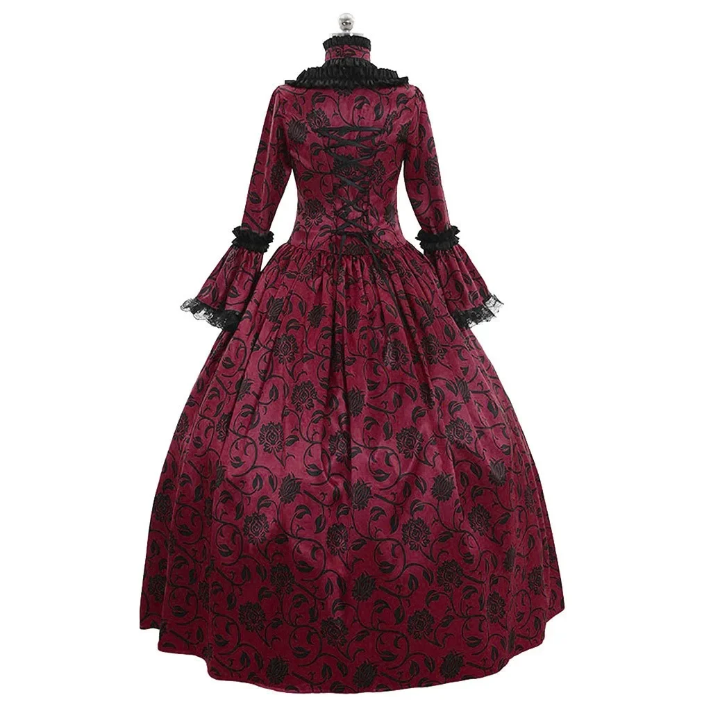 Gothic Gowns Women Retro Winter Print Ball Floral Fall Dress Gowns Women's Dress