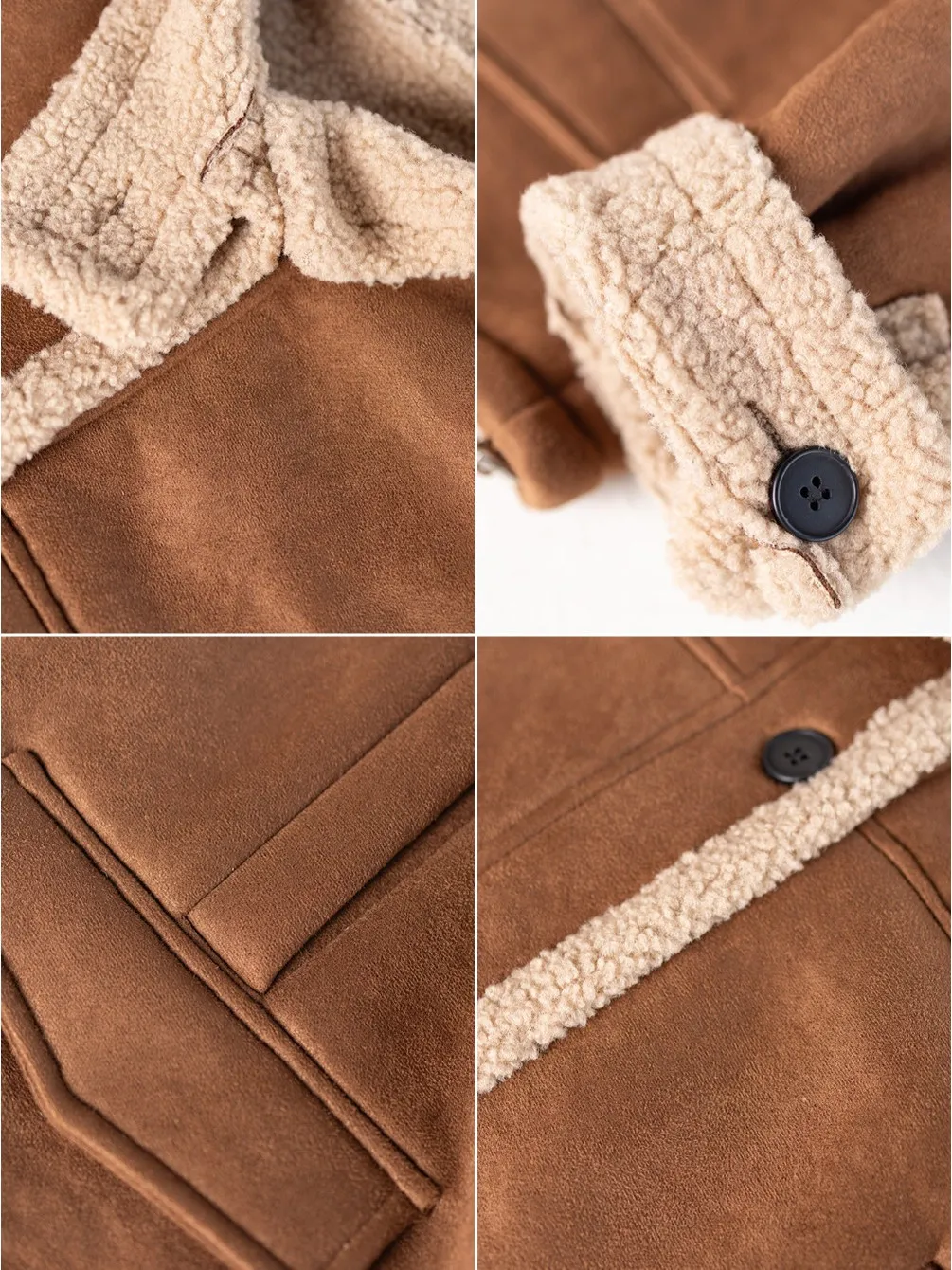 여성용 바이커 재킷 양털 안감 스탠드 칼라 스웨이드 겨울 패션 캐주얼 루즈핏 롱 코트