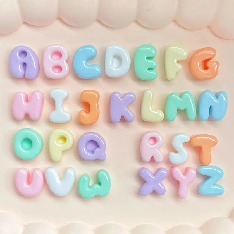 Harz-Alphabet-Buchstabenanhänger 26 Stück Niedliches Pastell-Bubble-Design Komplettes A-Z-Set für DIY-Bastelkurse Schmuckherstellung Aktivitäten – Detail 2