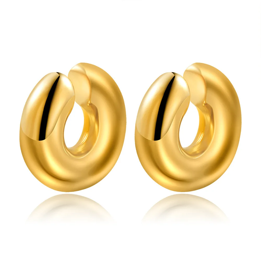 CCB Geometric Smooth Ear Clip for Women Girls Simple O Shape Earrings image 5