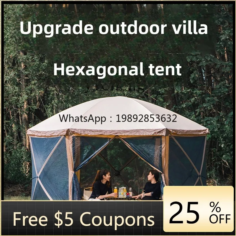 

AA hexagonal tent outdoor portable folding field camping equipment sunshade rainproof mosquito proof automatic tent