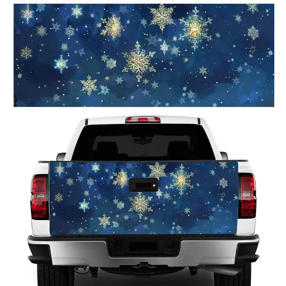

Starry Sky Snowflakes Night Print Car Tail Trunk Protect Vinly Decal Auto Accessories Hood Decor Sticker for Off-road Pickup
