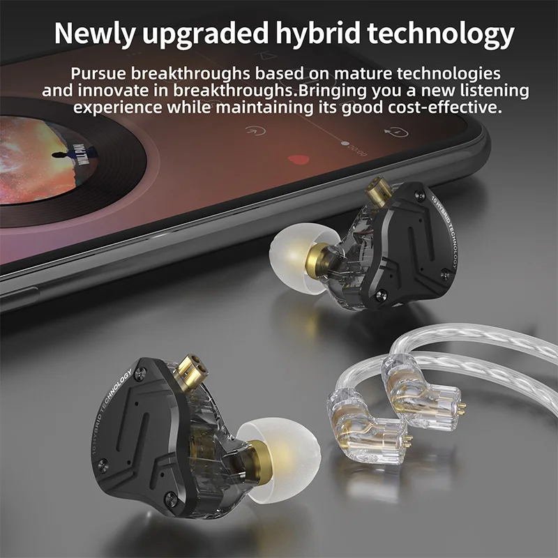 Проводные наушники KZ ZS10 Pro X In Ear проводные наушники, музыкальные наушники HiFi монитор с басом Earbuds, Спортивная гарнитура