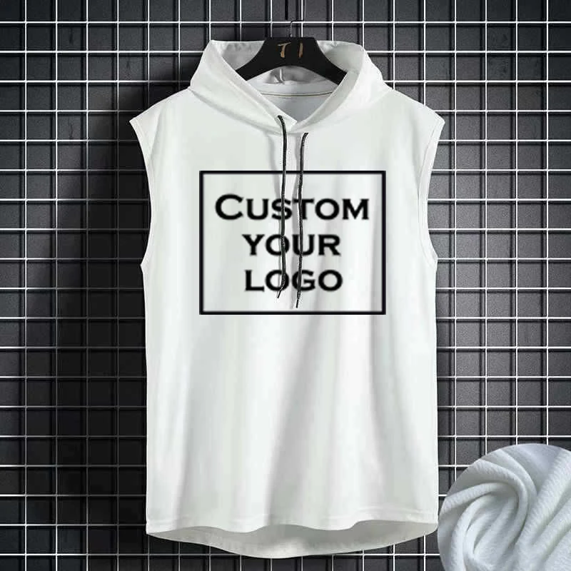 Mens Sleeveless Hoodies Fashion Casual Hooded Sweatshirt Men bodybuilding tank top sporting Shirt waistcoat vest gym