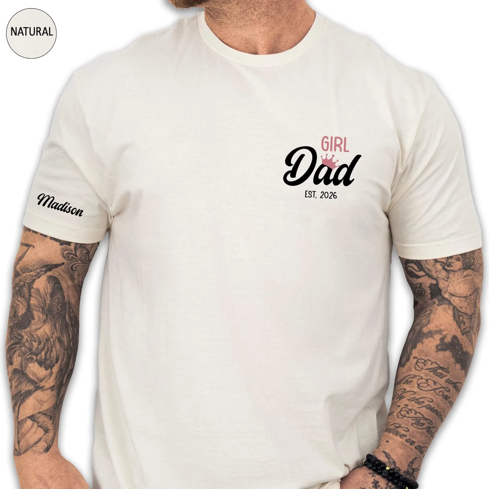 

Custom Girl Dad Name EST Number Shirt For Men Fathers Day Gifts From Daughter First Time New Dad Birthday Gift Comfort Shirts