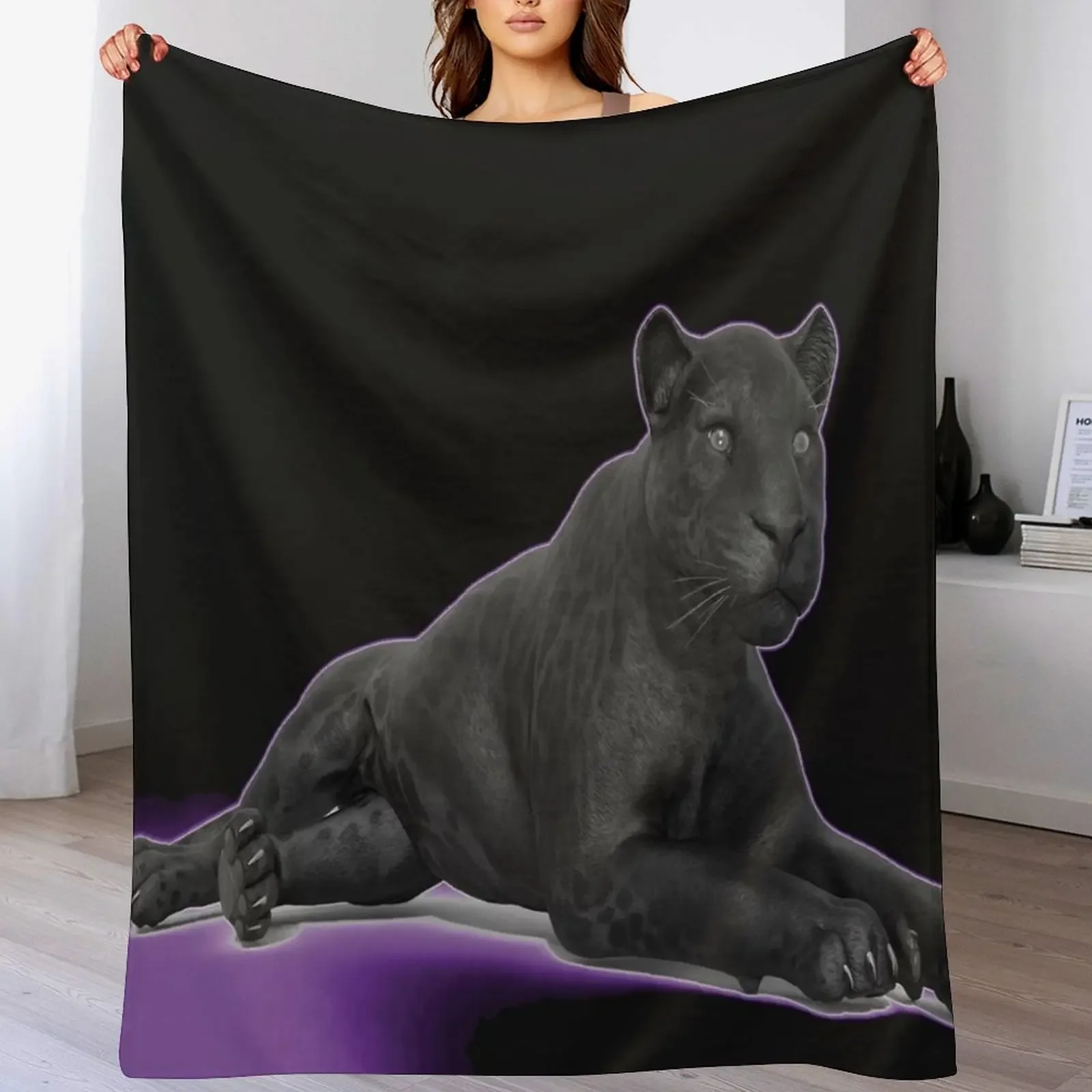 Panther At Rest Throw Blanket Soft Solid Color Blanket for Couch Bed