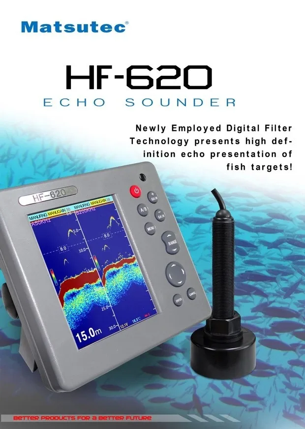 

Matsutec 6-inch HF-620 MARINE COLOR ECHO SOUNDER Fishfinder Dual Frequency Fish Finder Ultrasound Echo Sounder Certified Marine