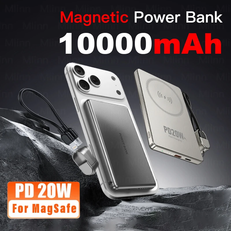 

10000mAh Ultra Slim Power Bank for MagSafe,Magnetic Wireless Powerbank Fast Charger Mini Portable Battery For iPhone 17 16 15 12